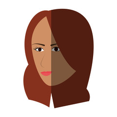 woman face cartoon icon over white background. colorful design. vector illustration