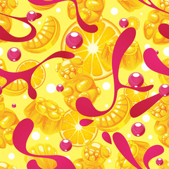 Vector orange jelly candy seamless pattern