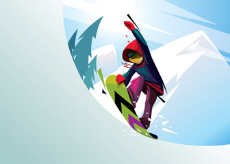 Snowboarding vector rider 