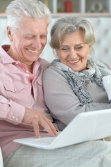 mature couple using laptop