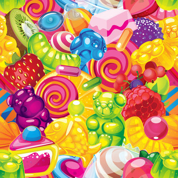 Sweet candy vector seamless pattern 