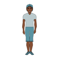 man wearing casual clothes over white background. colorful design. vector illustration