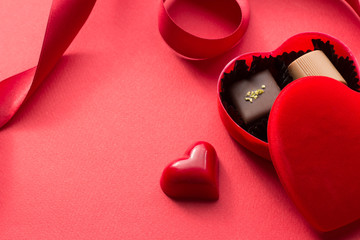 Heart and chocolate and ribbon