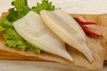 Raw squid fillet