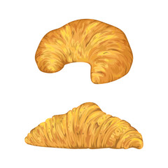 Croissants in watercolor style. Isolated elements. Hand drawn vector illustration.
