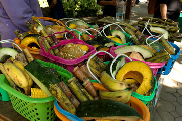 Many vegetable and fruit prepare for elephants.