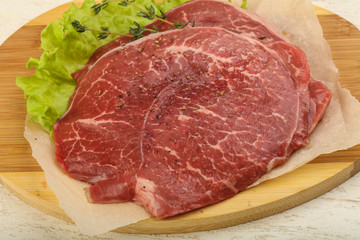 Raw beef schnitzel