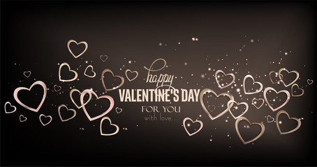 Fototapeta na wymiar abstract valentine's day background withmetallic hearts. Vector illustration