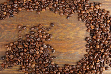 Background of the roasted coffee and copy space.