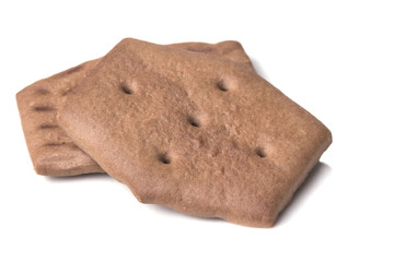 two slices of chocolate a dry cracker