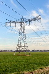 One power pylon in a rural Dutch landscape