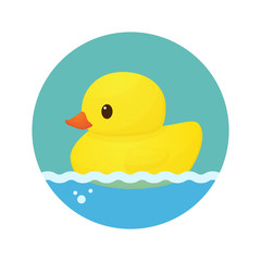 Rubber duck bath icon vector