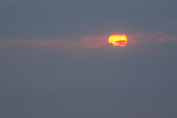 The sun beam behind the cound