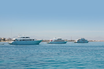 white boat off the coast of Hurghada