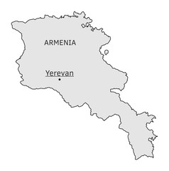 Fototapeta premium Armenia silhouette map with Yerevan capital