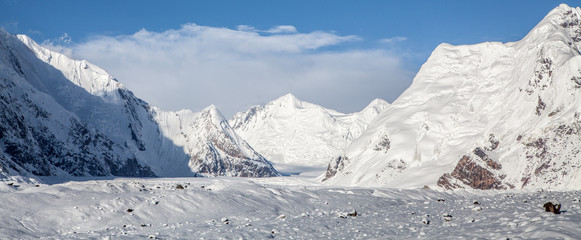Beautiful mauntain landscape with snow peak and glacier