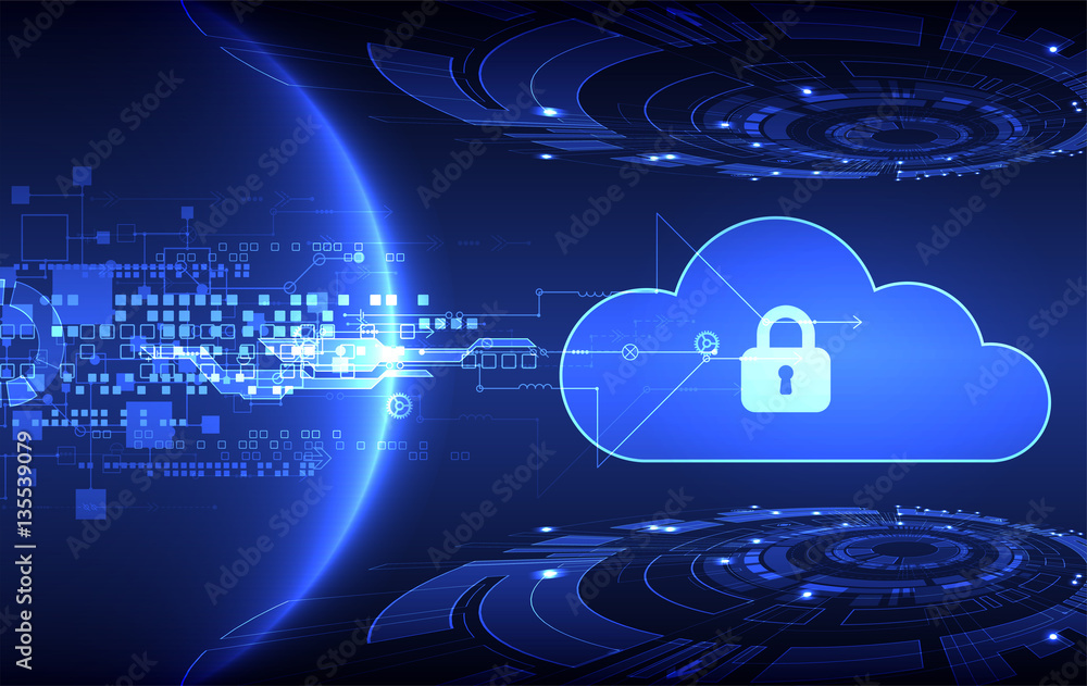 Aufkleber abstract security cloud technology background.
