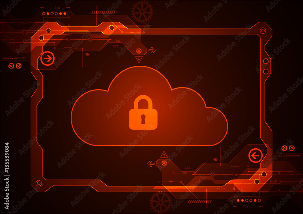 Poster abstract security cloud technology background.