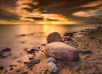 Baltic rocky shore in Gdynia, Poland