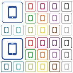 Smartphone with blank display outlined flat color icons
