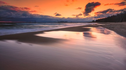 Colorful sunset and sea