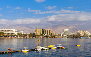 Water sport and recreation activities at the Aqaba gulf (Red Sea) in Eilat – number one resort and recreation town of Israel 
