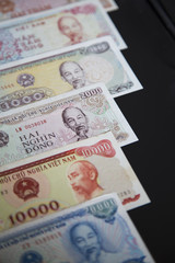 Close up of Vietnamese money - Vietnam Dong (VND). Concept of Vietnam and Asia economy and finance.