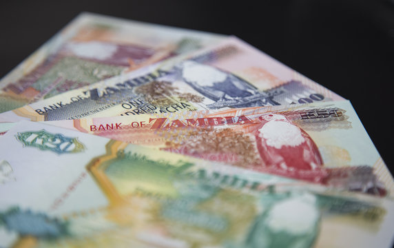 Close up of Zambian money, Zambia country, economy and finance. Concept of Africa economy and business.