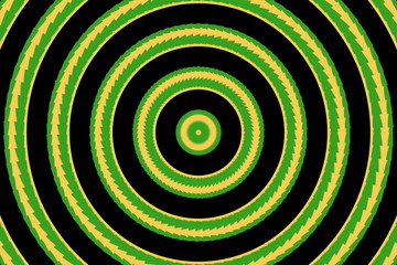 Naklejka premium Illustration of abstract green and orange concentric circles
