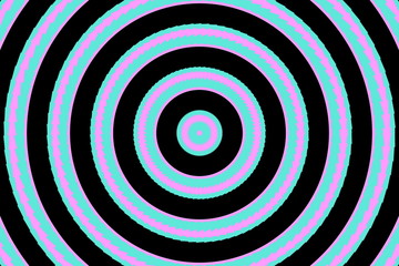 Illustration of abstract cyan and pink concentric circles