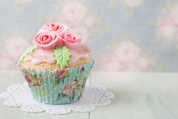 Pastel colored cupcake