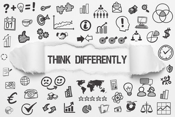 Think Differently / weißes Papier mit Symbole