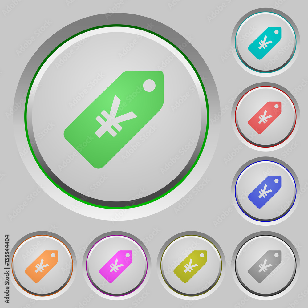 Poster yen price label push buttons