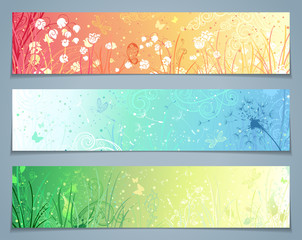 Vector set of floral banners.