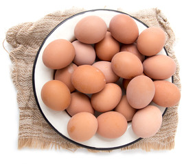 eggs in a plate on a white background