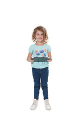 Young girl using tablet device