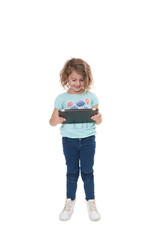 Young girl using tablet device