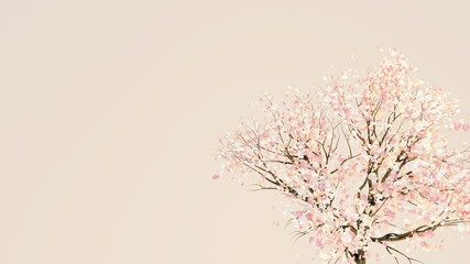 3d rendering picture of pink an white plum blossom. Copy space for your logo, greetings or messages.