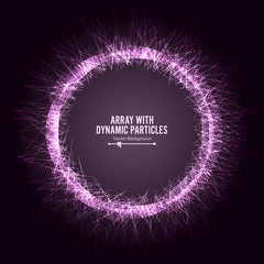 Array Vector With Splash Emitted Particles. Big Data Complex. Visualization Abstract Background  Swirled Stripes