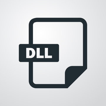 Icono plano extension DLL en fondo degradado