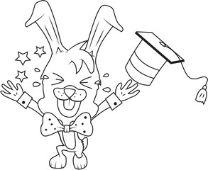 Cute rabbit boy graduated outline