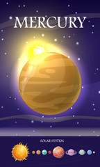 Naklejka premium Mercury Planet. Sun System. Universe. Vector