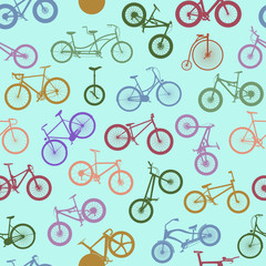 Vector seamless pattern with bicycles, can be used for wallpaper, background.