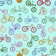 Vector seamless pattern with bicycles, can be used for wallpaper, background. © wladislawka