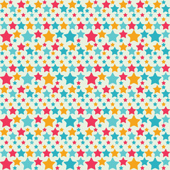 Abstract pattern stars different size 1 blue and orange
