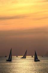 segeln warnemünde rostock ostsee regatta sonnenuntergang, segelboote