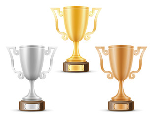 cup winner gold silver bronze stock vector illustration