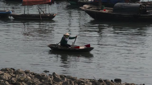 Fishing boats in Halong Bay, Vietnam
