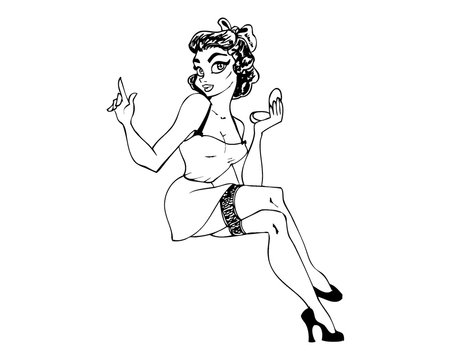 Pin Up girl make up outlines