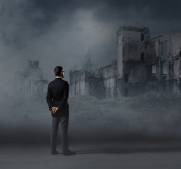 Obraz premium Businessman in suit. Business and office concept. Background wit